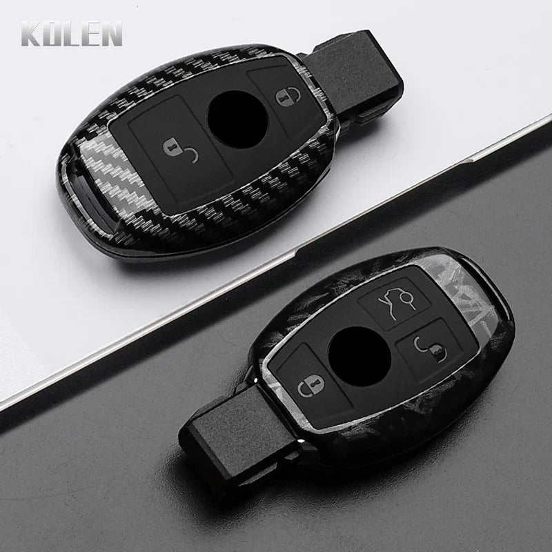 ABS Carbon Fiber Style Car Key Case Cover For Mercedes Benz A B C E Class GLS GLA GLK GLC CLS CLA AMG W204 W205 W212 W463 W176 MyPetiteCar.com
