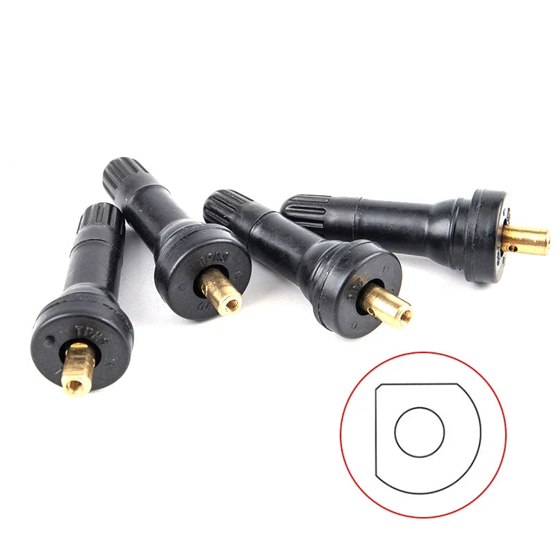 Tire Pressure Sensor Valve 4-Pack | Straight Rubber Nipple for TPMS Tubeless Disc