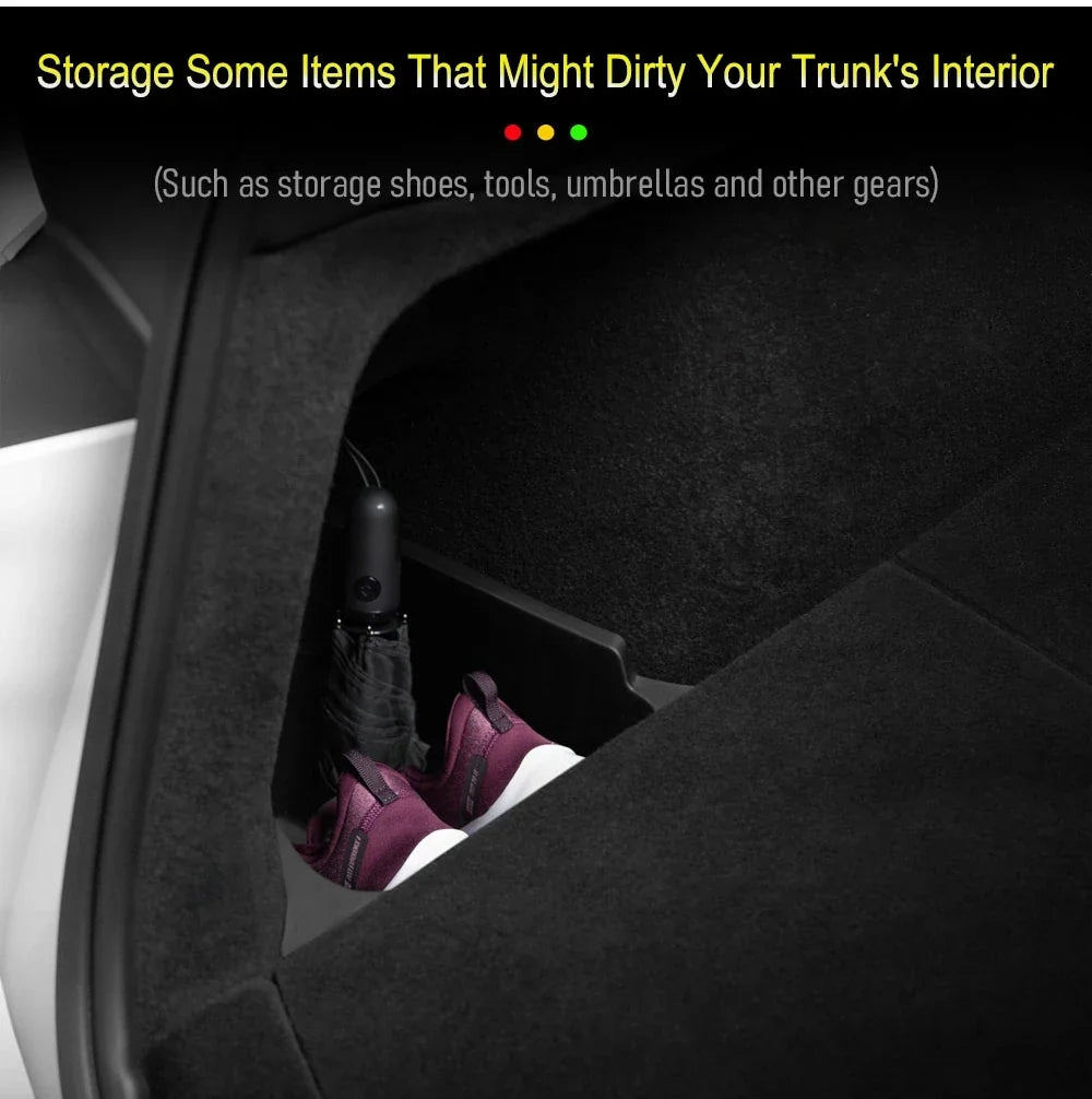USVOTOV Tesla Model Y Juniper 2025 Trunk Organizer – TPE Rear Trunk Side Storage Bins MyPetiteCar.com