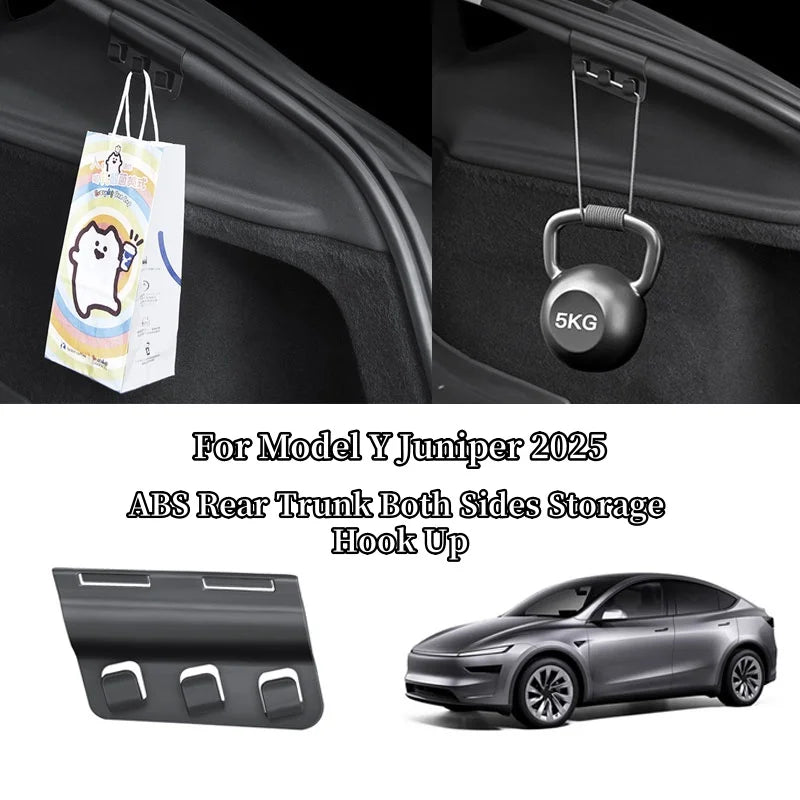 For Tesla Model Y Juniper 2025 Trunk Hook | ABS Grocery Bag Holder Storage Hooks MyPetiteCar.com