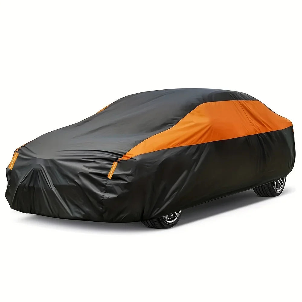 Universal Black Orange Car Cover | Waterproof Outdoor Protection for SUV Sedan MyPetiteCar.com
