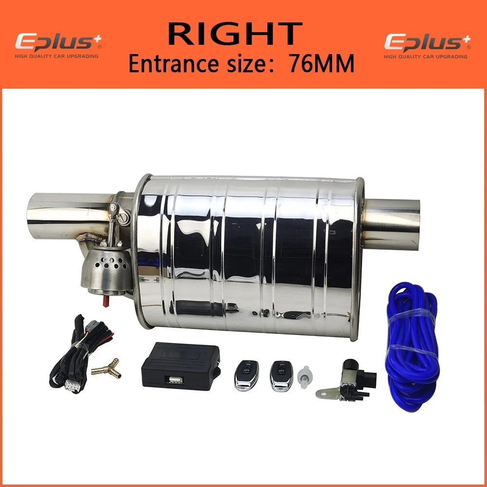 EPLUS Stainless Steel Remote Control Exhaust Vacuum Valve | Variable Silencer for Universal 51 63 76 mm Pipes