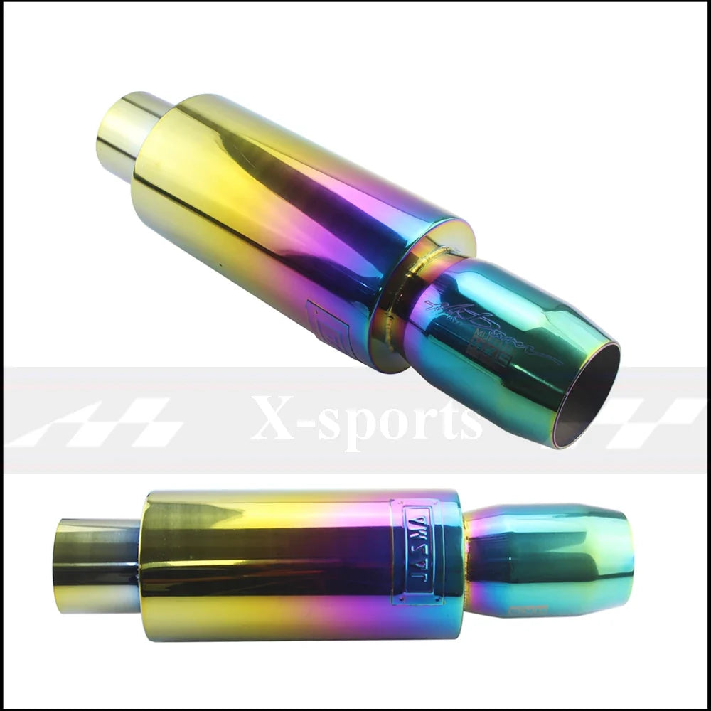 Universal Stainless Steel Exhaust Pipe Muffler | 51-63mm Inlet 89mm Flat Outlet MyPetiteCar.com