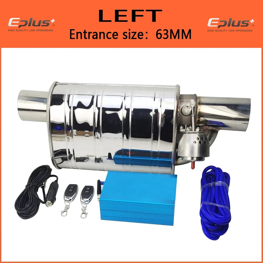 EPLUS Stainless Steel Remote Control Exhaust Vacuum Valve | Variable Silencer for Universal 51 63 76 mm Pipes