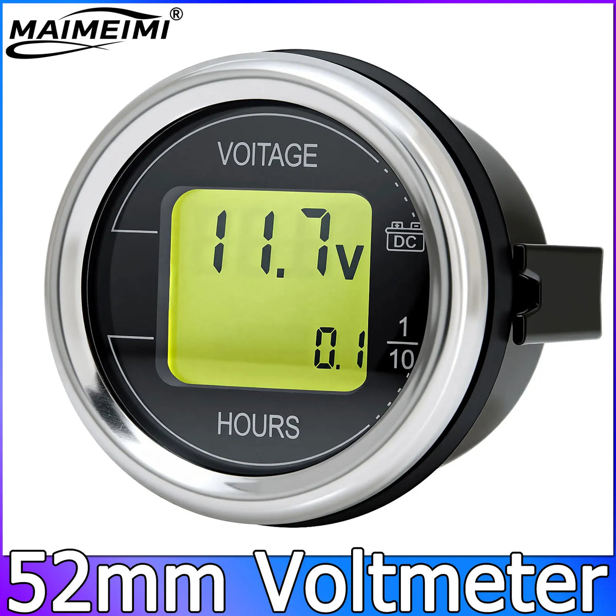 DC 12V 24V 52mm Car Voltage Gauge | LED Digital Voltmeter with Hour Meter MyPetiteCar.com