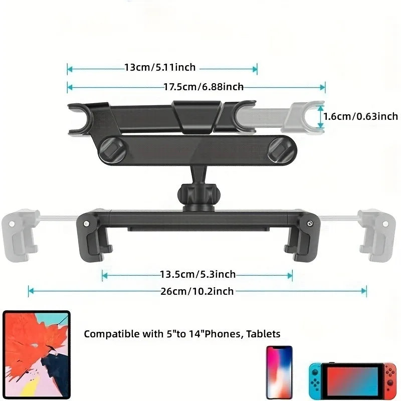 Car Tablet Headrest Mount | Adjustable Stand Cradle for 5" to 12.9" Devices MyPetiteCar.com