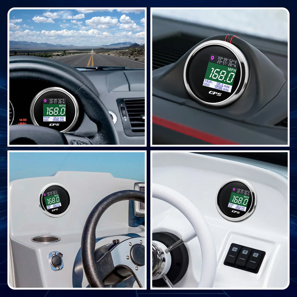 52mm 12V 24V Digital GPS Speedometer | Motor Boat Car RV Speed Meter
