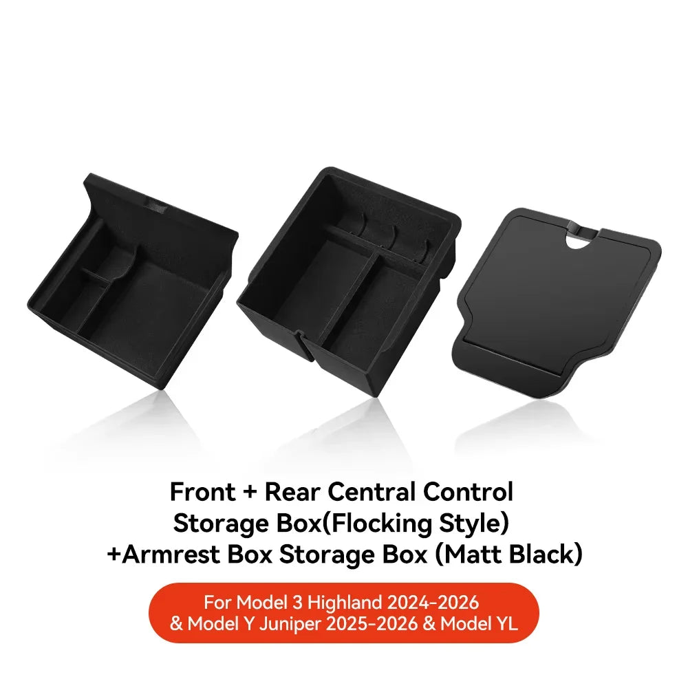 For Tesla Model 3/Y/Highland/Juniper 2026 Center Armrest Hidden Storage Box | Cup Holder Console Organizer MyPetiteCar.com