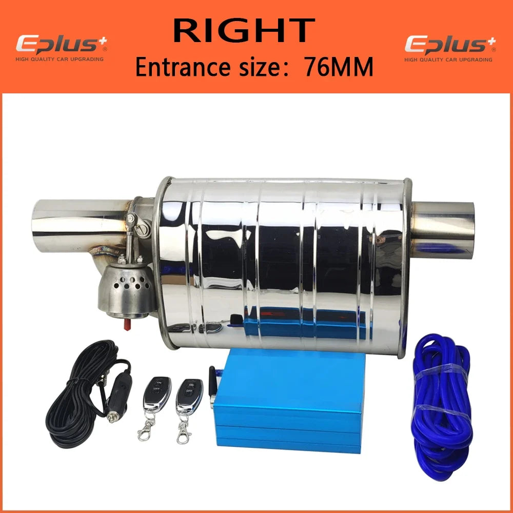 EPLUS Stainless Steel Remote Control Exhaust Vacuum Valve | Variable Silencer for Universal 51 63 76 mm Pipes