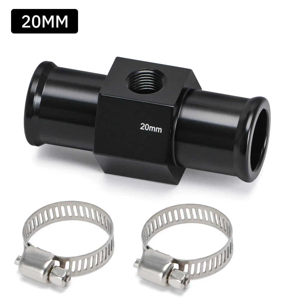 Black Water Temp Gauge Adapter | Radiator Temperature Sensor Joint for 18mm-24mm Hoses