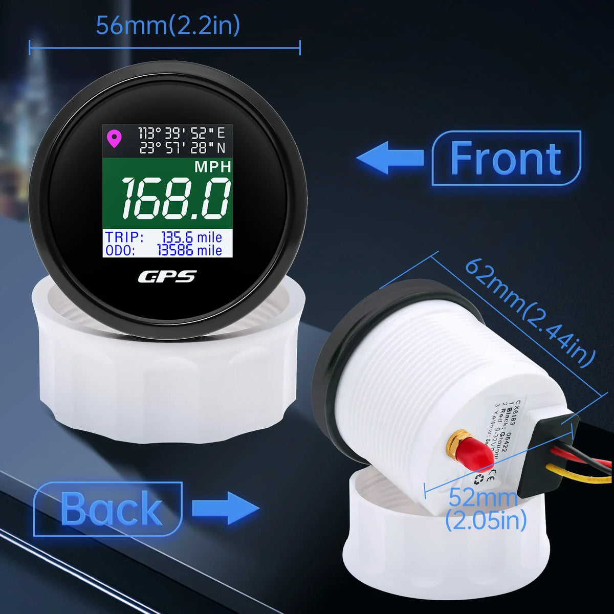 52mm 12V 24V Digital GPS Speedometer | Motor Boat Car RV Speed Meter