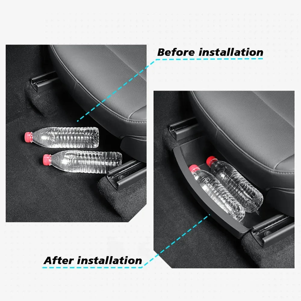 Tesla Model Y & Juniper Under Seat Hidden Storage Box | Washable TPE Drawer