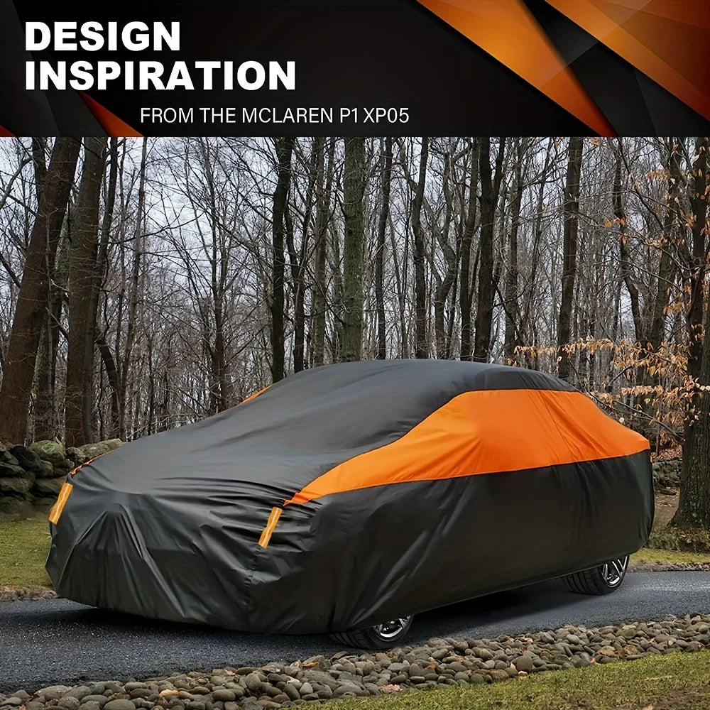 Universal Black Orange Car Cover | Waterproof Outdoor Protection for SUV Sedan MyPetiteCar.com