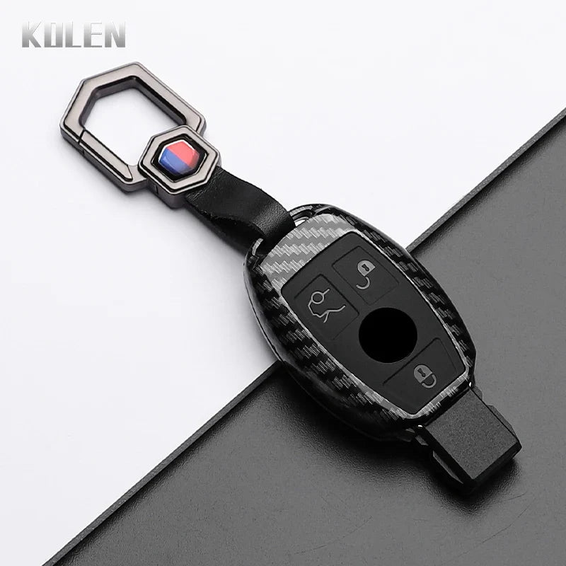 ABS Carbon Fiber Style Car Key Case Cover For Mercedes Benz A B C E Class GLS GLA GLK GLC CLS CLA AMG W204 W205 W212 W463 W176 MyPetiteCar.com