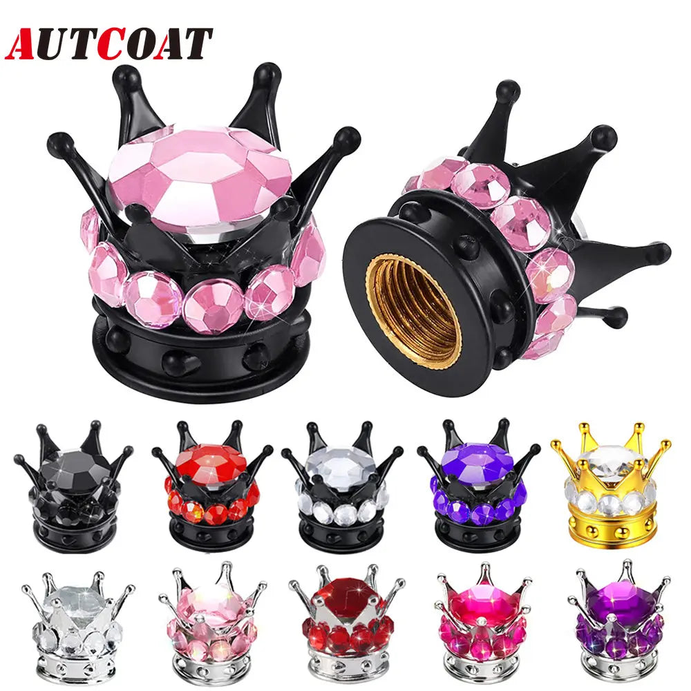 Bling Bling Rhinestone Valve Stem Caps | Chrome Crown Tire Valve Caps for Cars, Bikes & Motorcycles MyPetiteCar.com