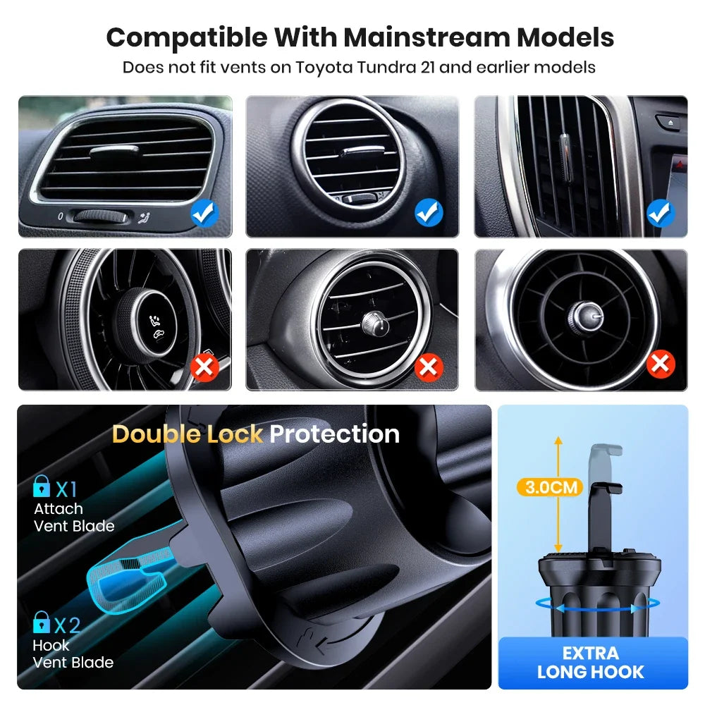 TOPK Car Phone Holder Mount | Air Vent Upgrade Auto-Locking Hook Clip MyPetiteCar.com