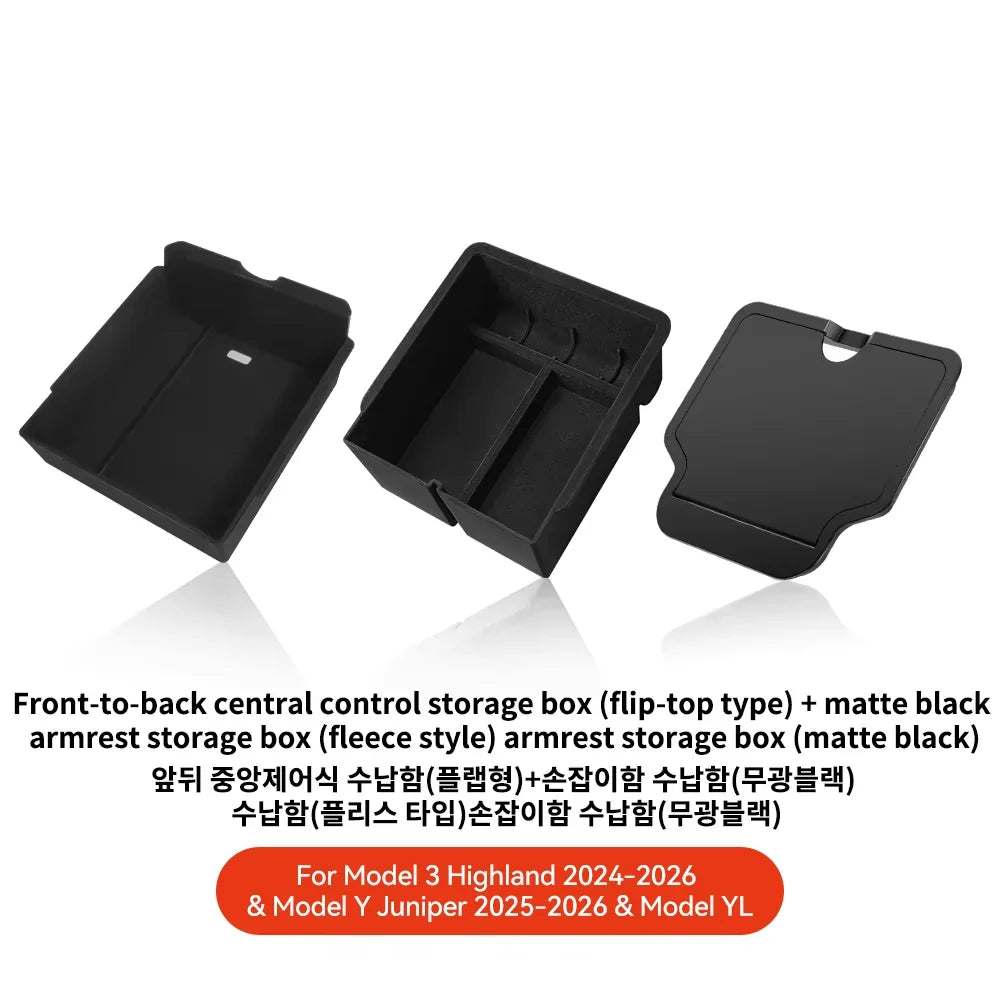 For Tesla Model 3/Y/Highland/Juniper 2026 Center Armrest Hidden Storage Box | Cup Holder Console Organizer MyPetiteCar.com