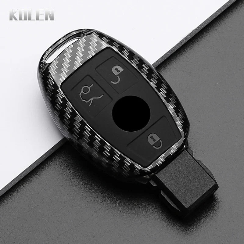 ABS Carbon Fiber Style Car Key Case Cover For Mercedes Benz A B C E Class GLS GLA GLK GLC CLS CLA AMG W204 W205 W212 W463 W176 MyPetiteCar.com