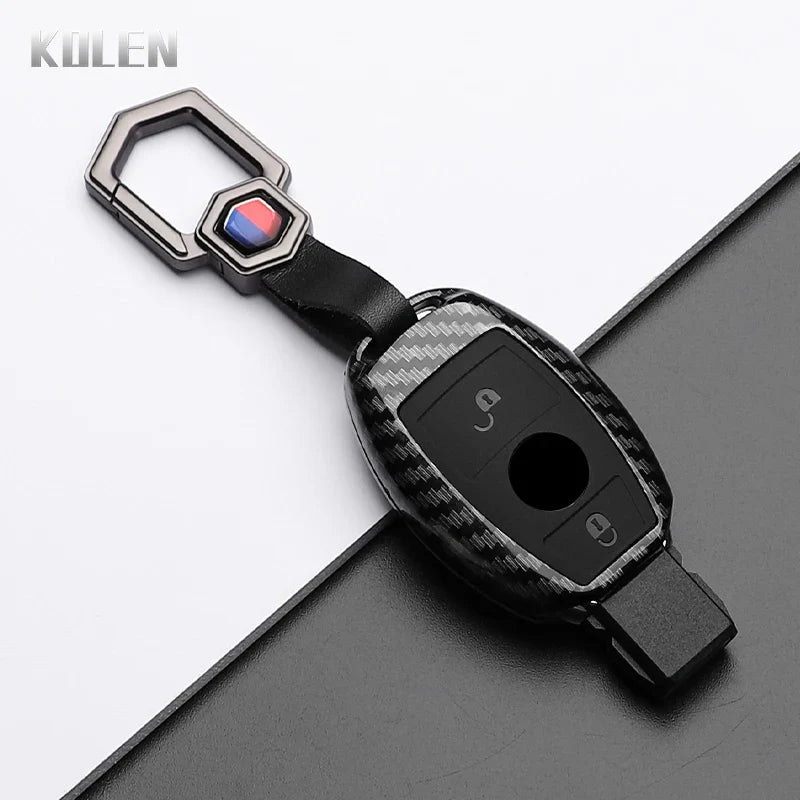 ABS Carbon Fiber Style Car Key Case Cover For Mercedes Benz A B C E Class GLS GLA GLK GLC CLS CLA AMG W204 W205 W212 W463 W176 MyPetiteCar.com