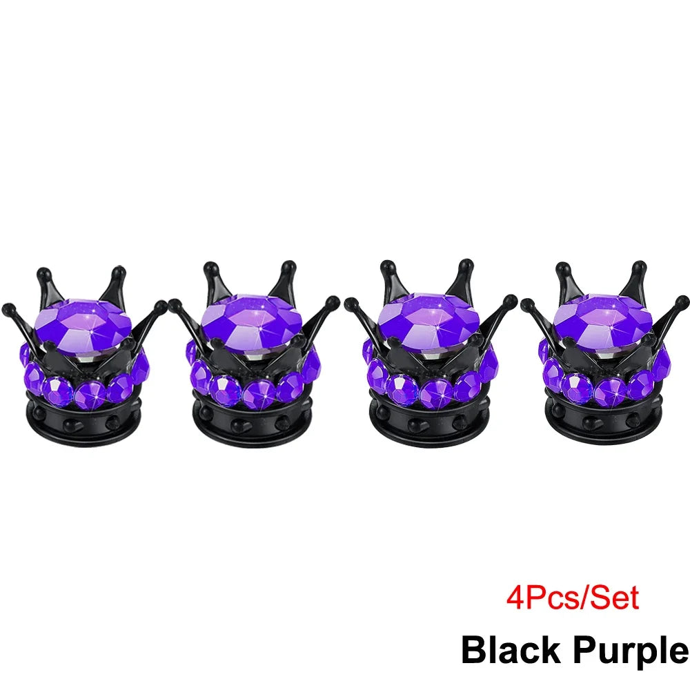 Bling Bling Rhinestone Valve Stem Caps | Chrome Crown Tire Valve Caps for Cars, Bikes & Motorcycles MyPetiteCar.com
