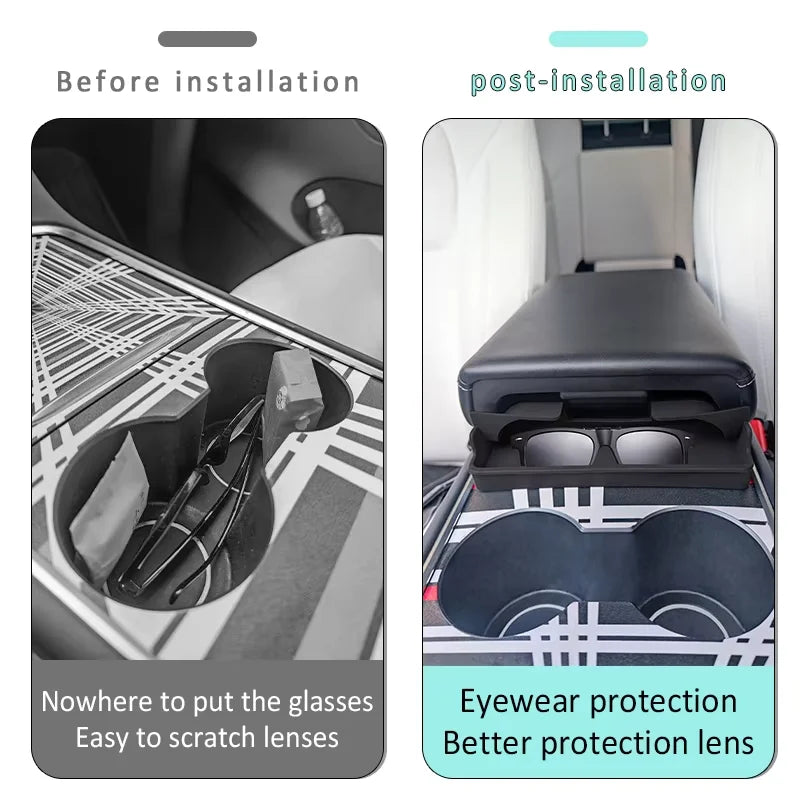 Central Armrest Storage Box for Tesla Model 3 Highland | Multi-Functional Glasses and Phone Case MyPetiteCar.com
