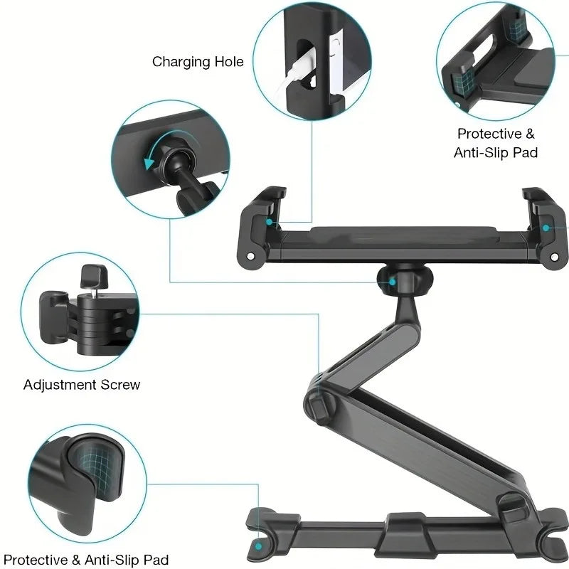 Car Tablet Headrest Mount | Adjustable Stand Cradle for 5" to 12.9" Devices MyPetiteCar.com