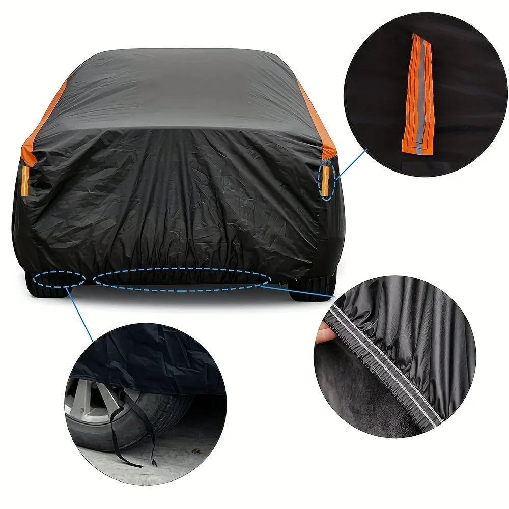 Universal Black Orange Car Cover | Waterproof Outdoor Protection for SUV Sedan MyPetiteCar.com