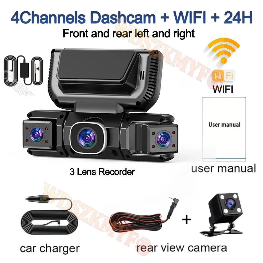 4-Channel 360° Dash Cam | 1080P, WiFi App, 24H Parking Monitor MyPetiteCar.com