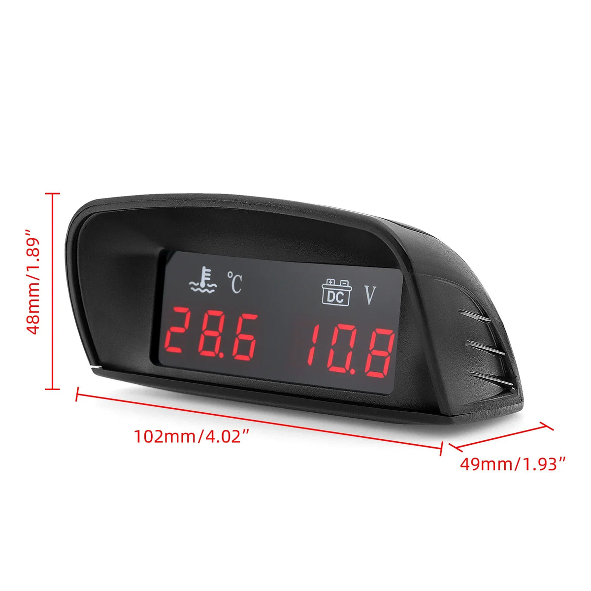2 In 1 Car Water Temperature and Voltage Gauge | Digital LCD Display with 1/8 NPT Sensor Adapter