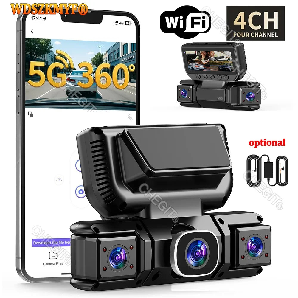 4-Channel 360° Dash Cam | 1080P, WiFi App, 24H Parking Monitor MyPetiteCar.com