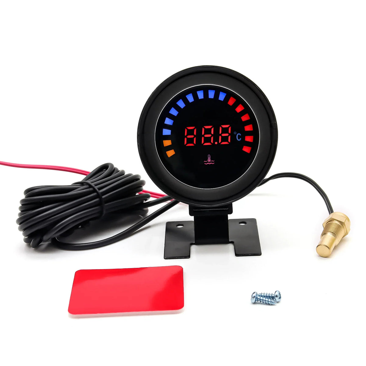 52mm Digital Water Temp Gauge | LED Display with Sensor and Radiator Hose Adapter