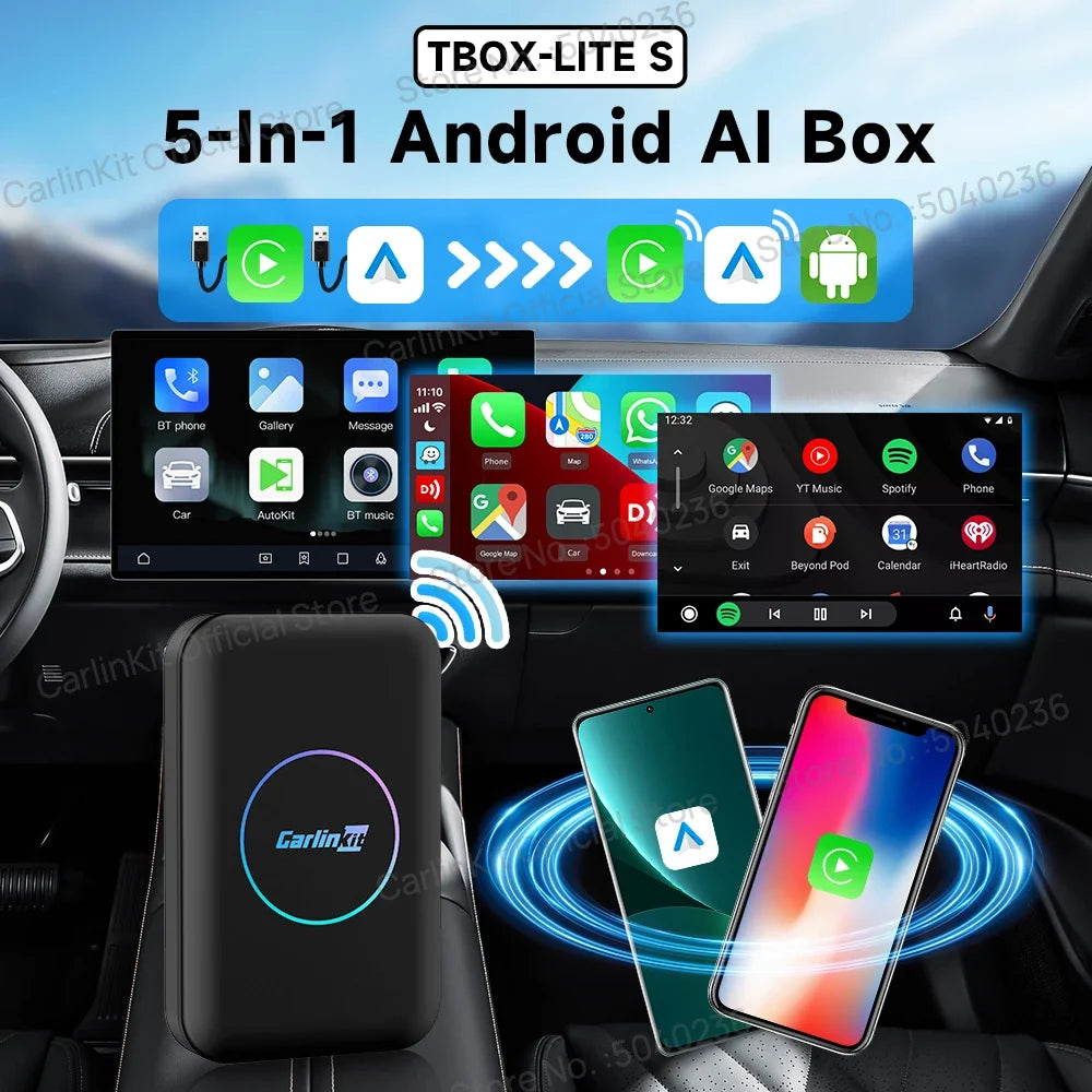 CarlinKit Android TV Box CarPlay Ai Box | Wireless CarPlay & Android Auto Adapter with Netflix, YouTube, Google Play MyPetiteCar.com