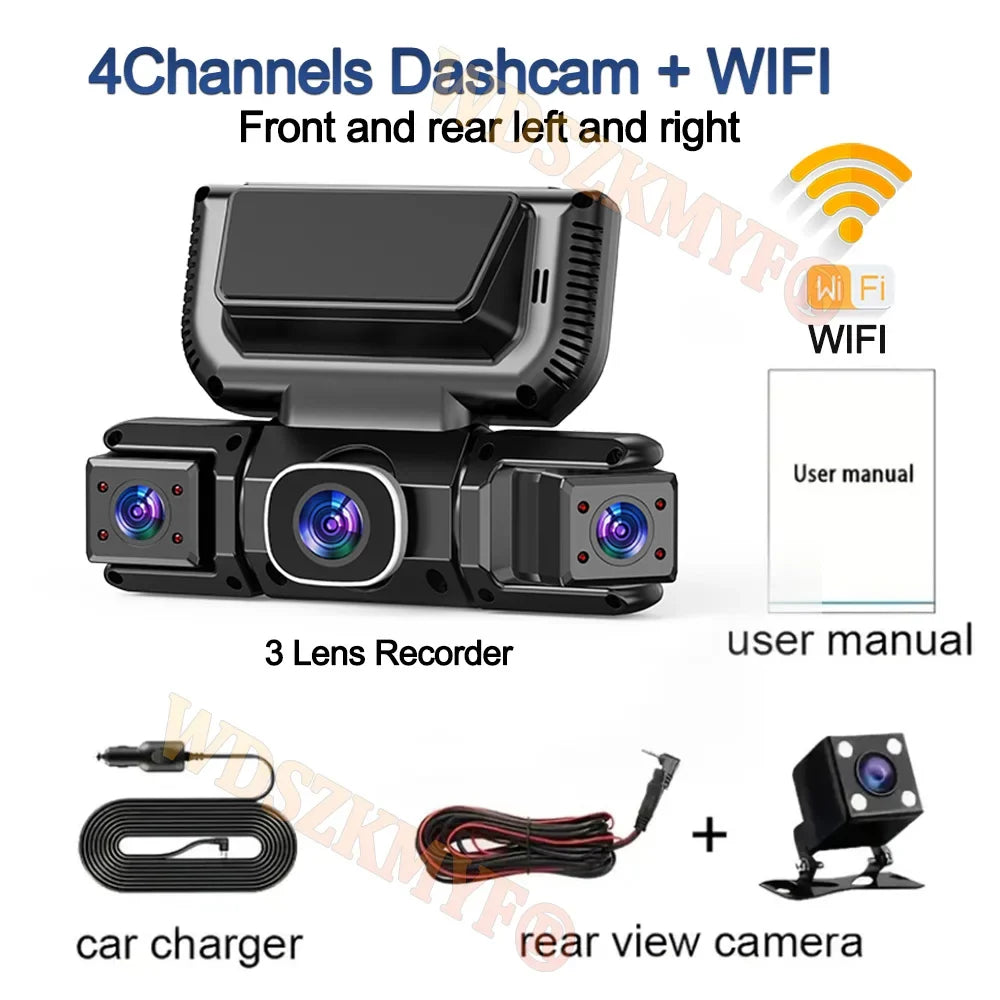 4-Channel 360° Dash Cam | 1080P, WiFi App, 24H Parking Monitor MyPetiteCar.com