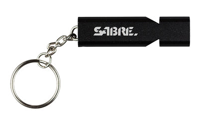 Sabre Emergency Safety Whistle |  Keychain |  Matte Finish |  Black |  Includes Lanyard |  Carabiner Clip