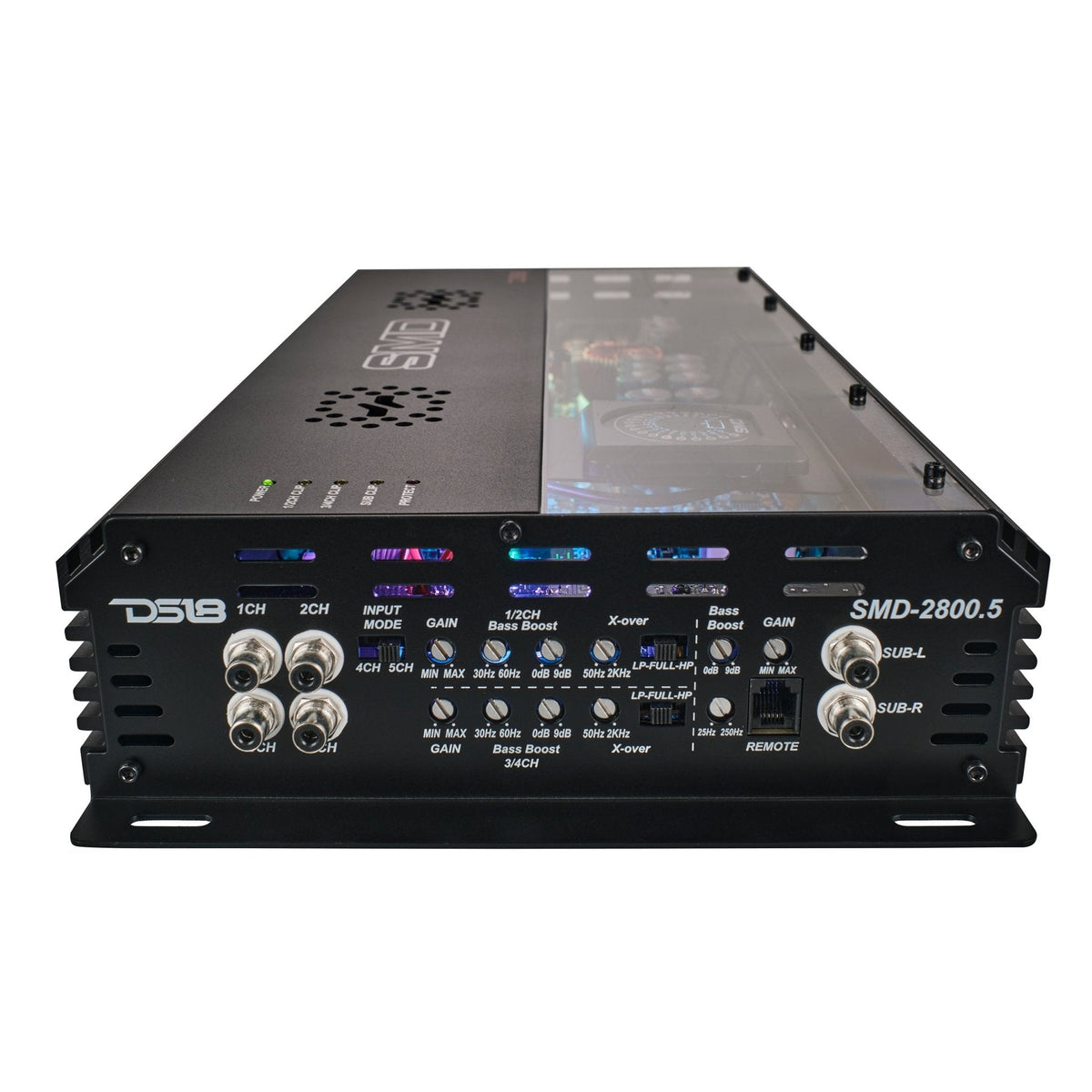 SMD 5-Channel Amplifier with VM-1 Voltmeter and Digital LED Lights 4 x 250W at 2-Ohm Class AB + 1 x 1800W at 1-Ohm Class D - Steve Meade Designs DS18