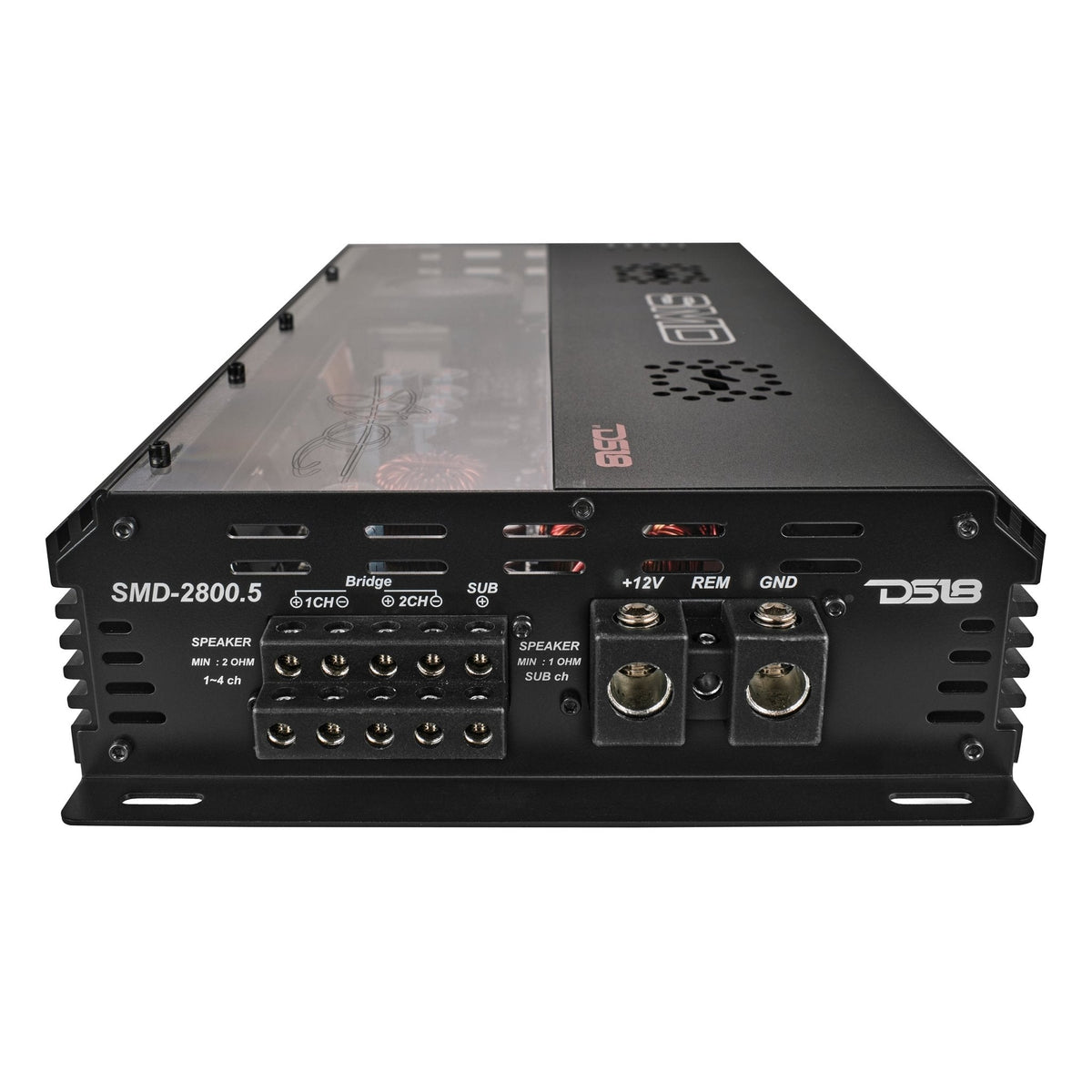 SMD 5-Channel Amplifier with VM-1 Voltmeter and Digital LED Lights 4 x 250W at 2-Ohm Class AB + 1 x 1800W at 1-Ohm Class D - Steve Meade Designs DS18