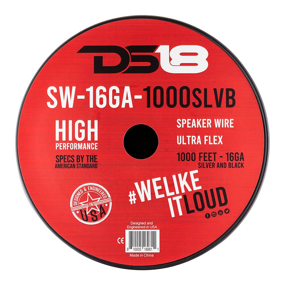 16-GA Speaker Wire 1000 Feet -Silver and Black DS18