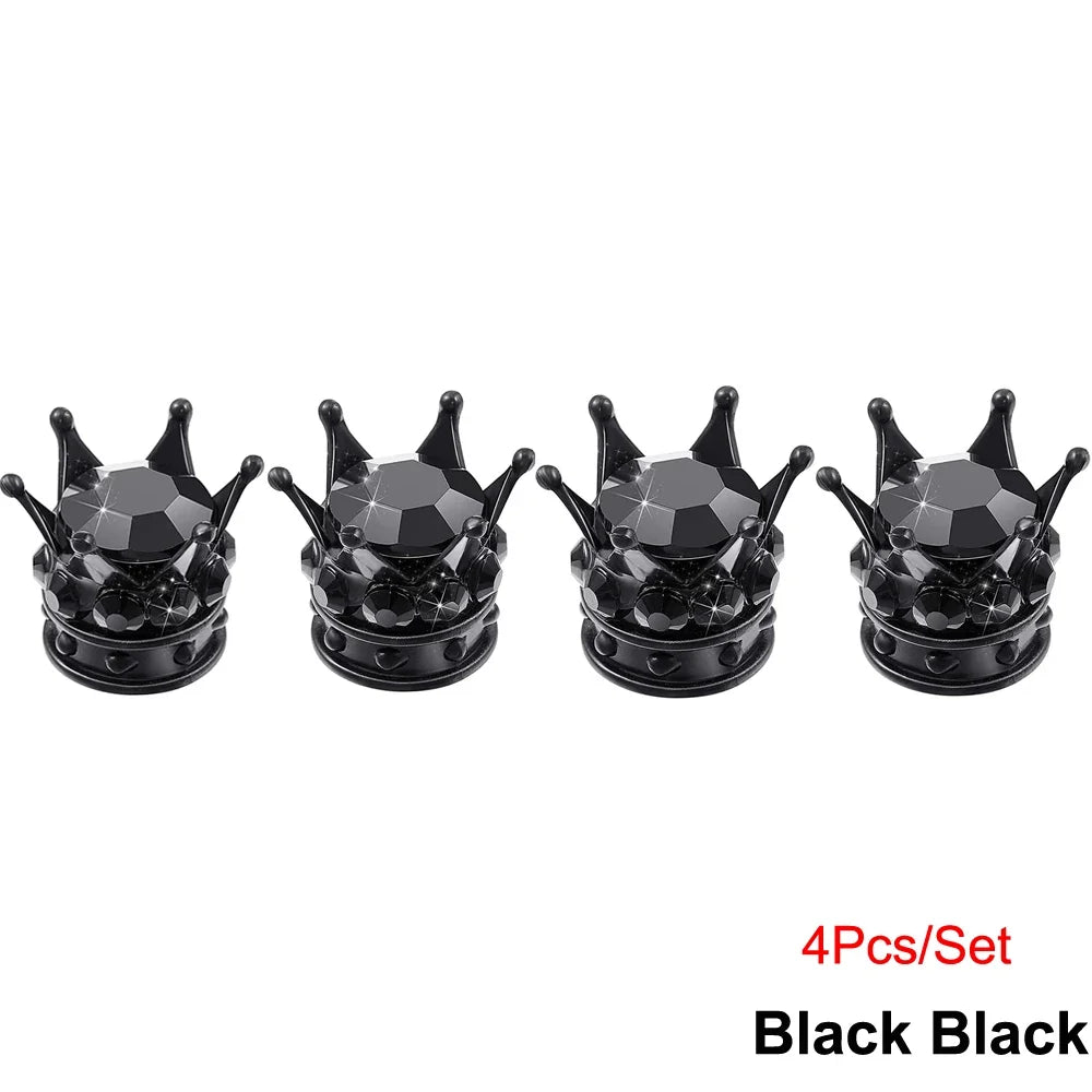 Bling Bling Rhinestone Valve Stem Caps | Chrome Crown Tire Valve Caps for Cars, Bikes & Motorcycles MyPetiteCar.com