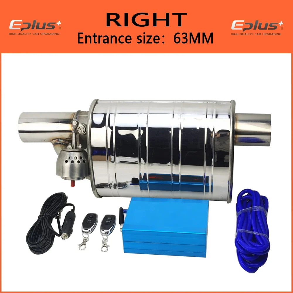 EPLUS Stainless Steel Remote Control Exhaust Vacuum Valve | Variable Silencer for Universal 51 63 76 mm Pipes