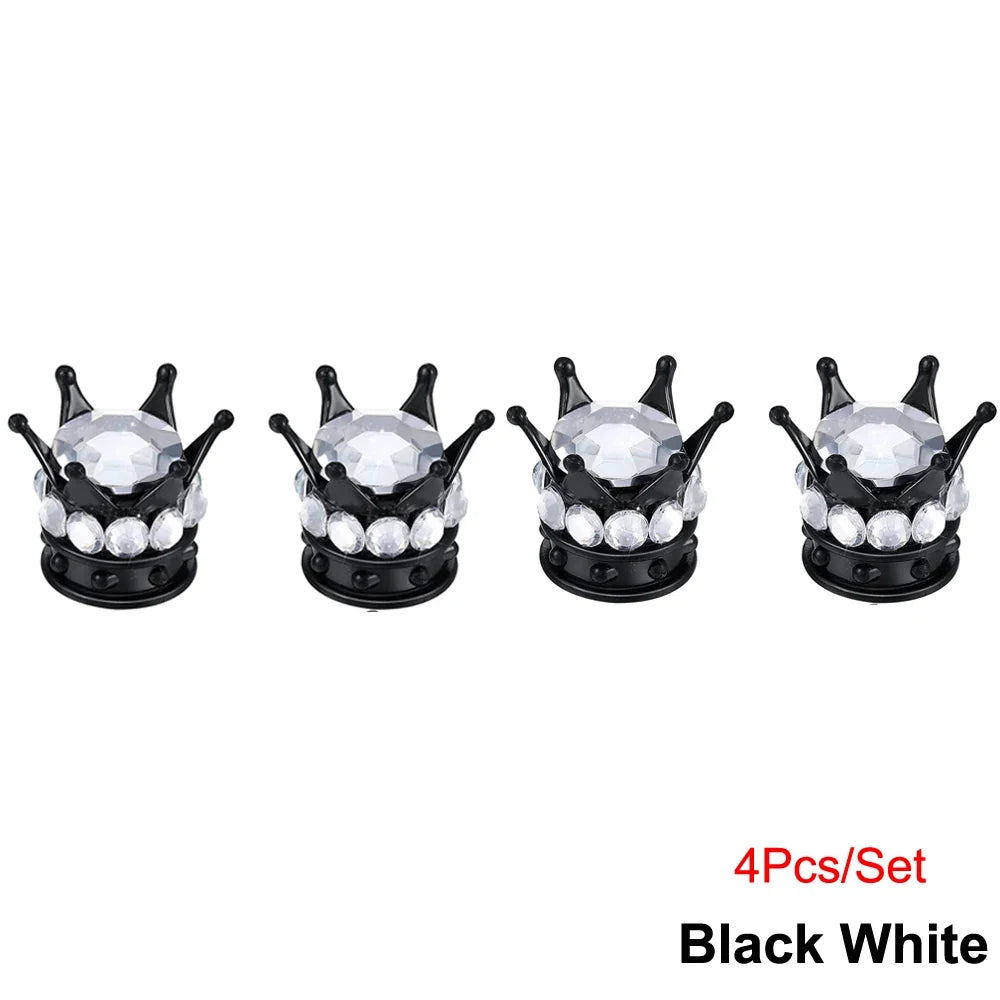 Bling Bling Rhinestone Valve Stem Caps | Chrome Crown Tire Valve Caps for Cars, Bikes & Motorcycles MyPetiteCar.com