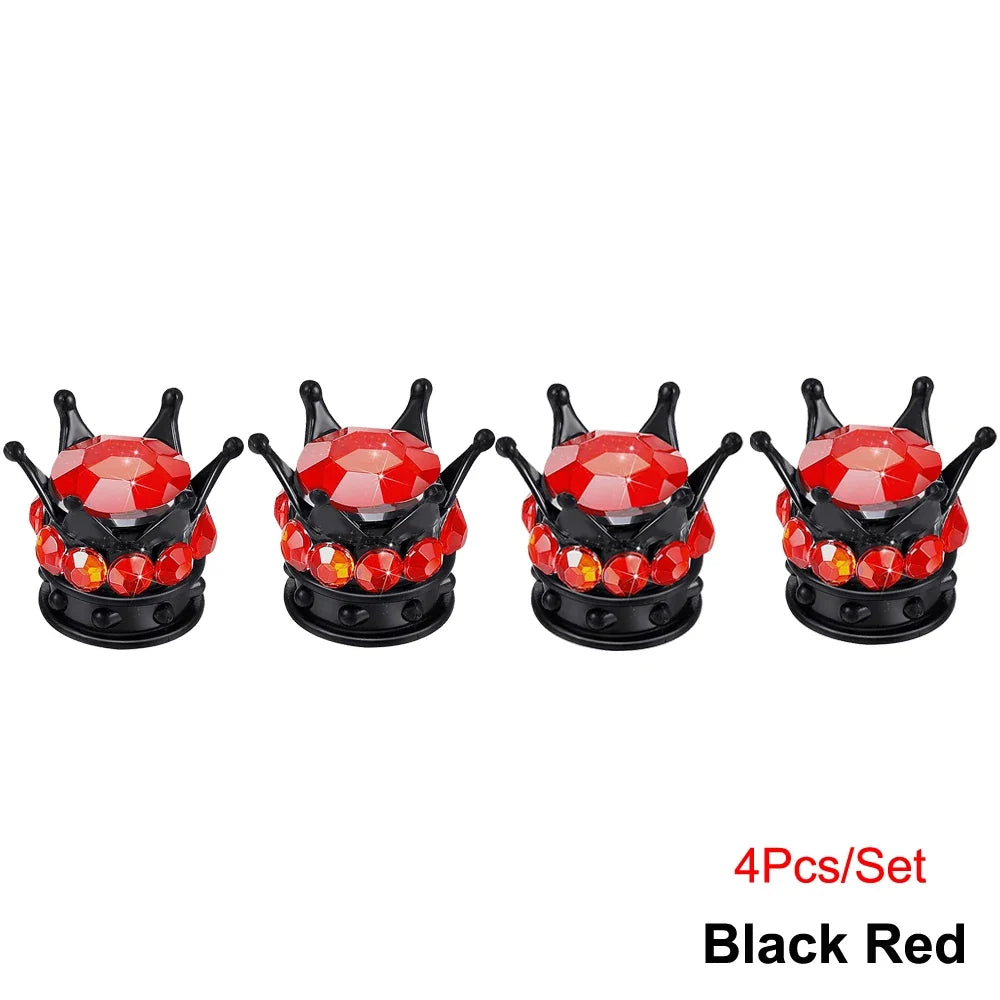 Bling Bling Rhinestone Valve Stem Caps | Chrome Crown Tire Valve Caps for Cars, Bikes & Motorcycles MyPetiteCar.com