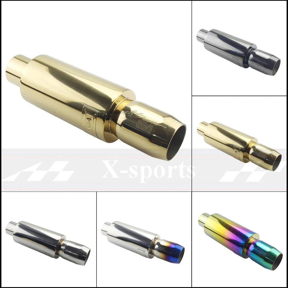 Universal Stainless Steel Exhaust Pipe Muffler | 51-63mm Inlet 89mm Flat Outlet MyPetiteCar.com