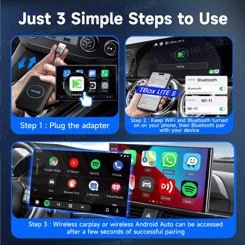CarlinKit Android TV Box CarPlay Ai Box | Wireless CarPlay & Android Auto Adapter with Netflix, YouTube, Google Play MyPetiteCar.com