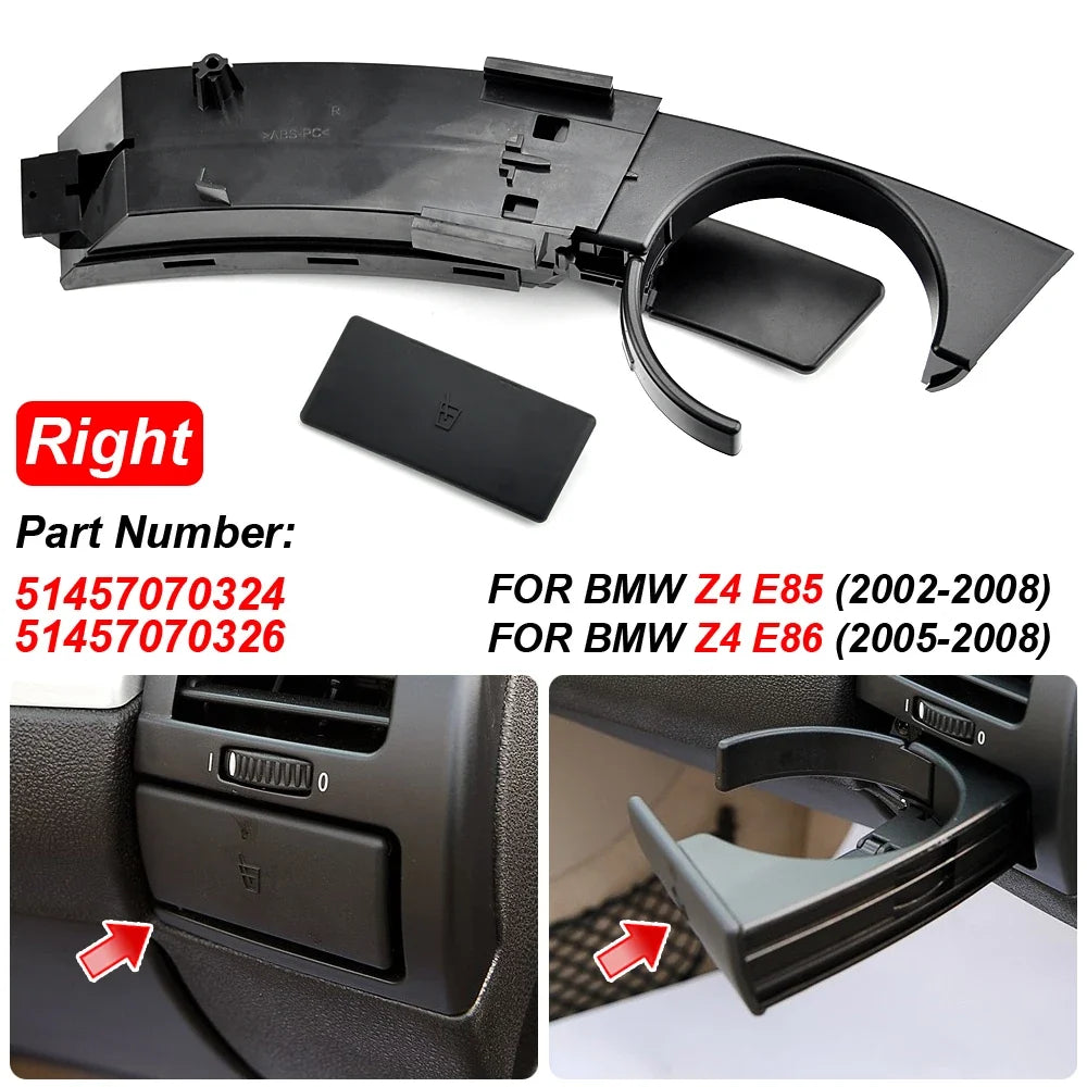 2PCS Front Dashboard Air Vent Side Cup Holder Drink Bracket for BMW Z4 E85 E86 2002-2008 | Dash Drink Holder MyPetiteCar.com