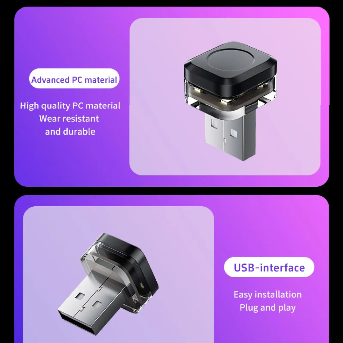 1/2X Car USB Mini LED Interior Atmosphere Light Plug Play Universal Auto LED Lighting Reading Lamp Decorations Laptop Decorative MyPetiteCar.com