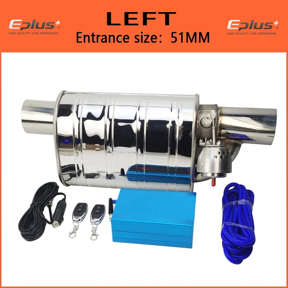 EPLUS Stainless Steel Remote Control Exhaust Vacuum Valve | Variable Silencer for Universal 51 63 76 mm Pipes