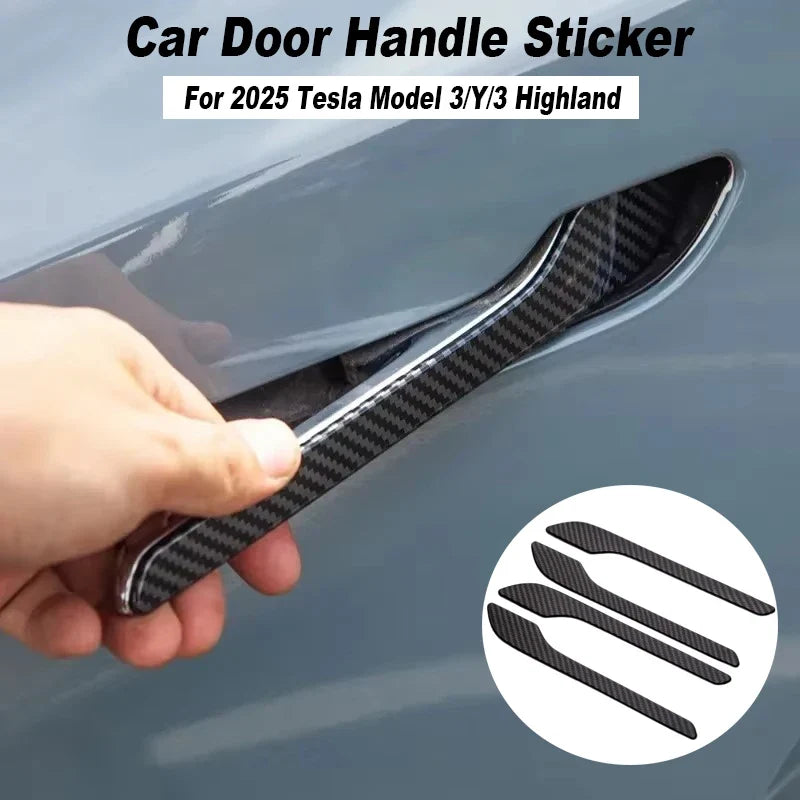 Car Door Handle Sticker For Tesla Model 3/Y/YL Highland Model Y Juniper Protector Wrap Paste ABS Modification Accessories 4PCS MyPetiteCar.com