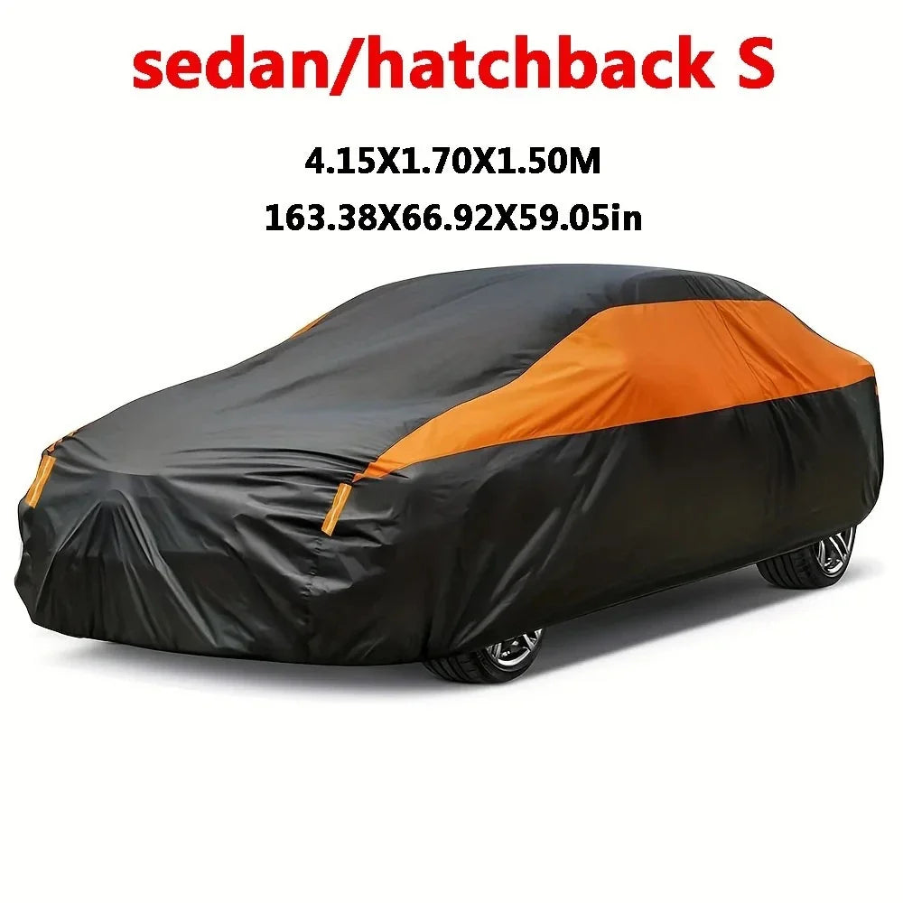 Universal Black Orange Car Cover | Waterproof Outdoor Protection for SUV Sedan MyPetiteCar.com