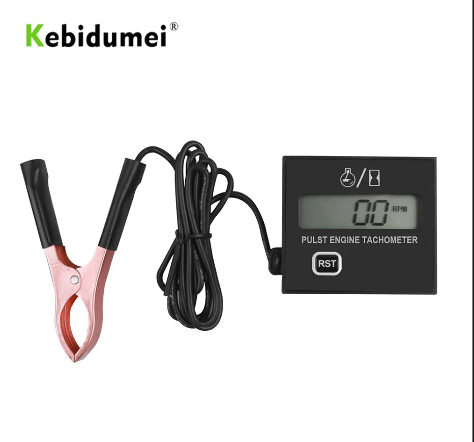 Digital Tach Hour Meter | Inductive Clip Style Waterproof Tachometer for Motorcycle Chainsaw Gasoline Engine MyPetiteCar.com