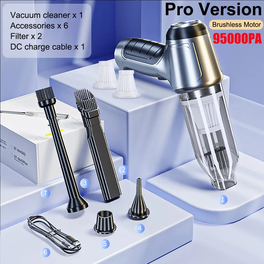 Wireless Car Vacuum Cleaner 95000PA | Cordless Handheld with Blower MyPetiteCar.com